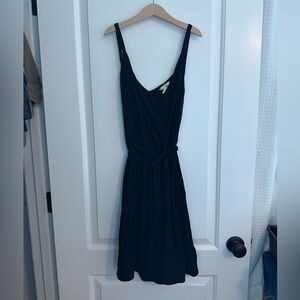 Black Sleeveless Modal Wrap Dress in Small